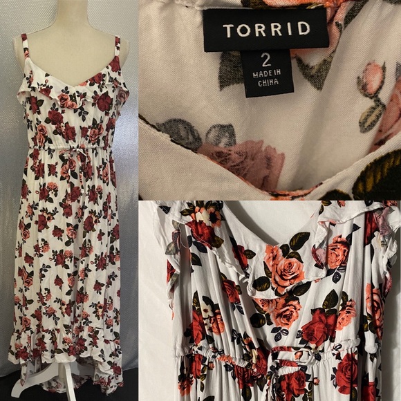 Torrid Red Rose Ruffle Dress - Picture 2 of 3